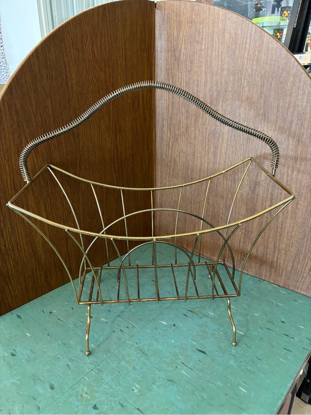 Vintage gold, brass magazine holder MCM